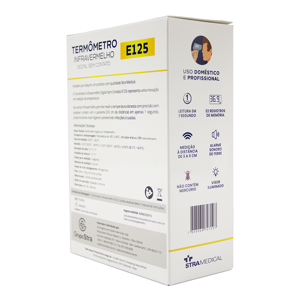 Stra Medical® Termômetro Digital Sem Contato E125